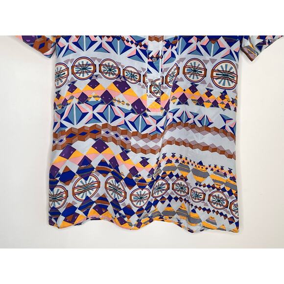 Tucker Geometric Southwestern 100% Silk Short Sleeve Mini Dress Multi Women's M - Picture 3 of 11